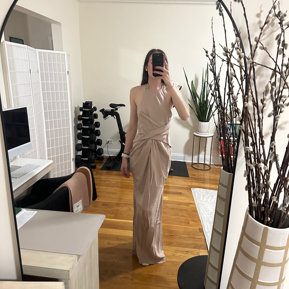 ASOS Mauve Floor Length High Neck Dress